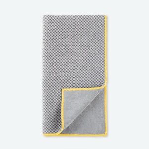 Norwex Diamond Weave Kitchen Towel and Cloth Set Graphite w Sunflower Trim
